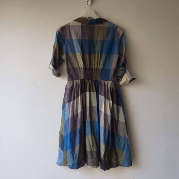 Moulinette Soeurs Reed Blue Green Gingham Dress - Picture 7 of 9